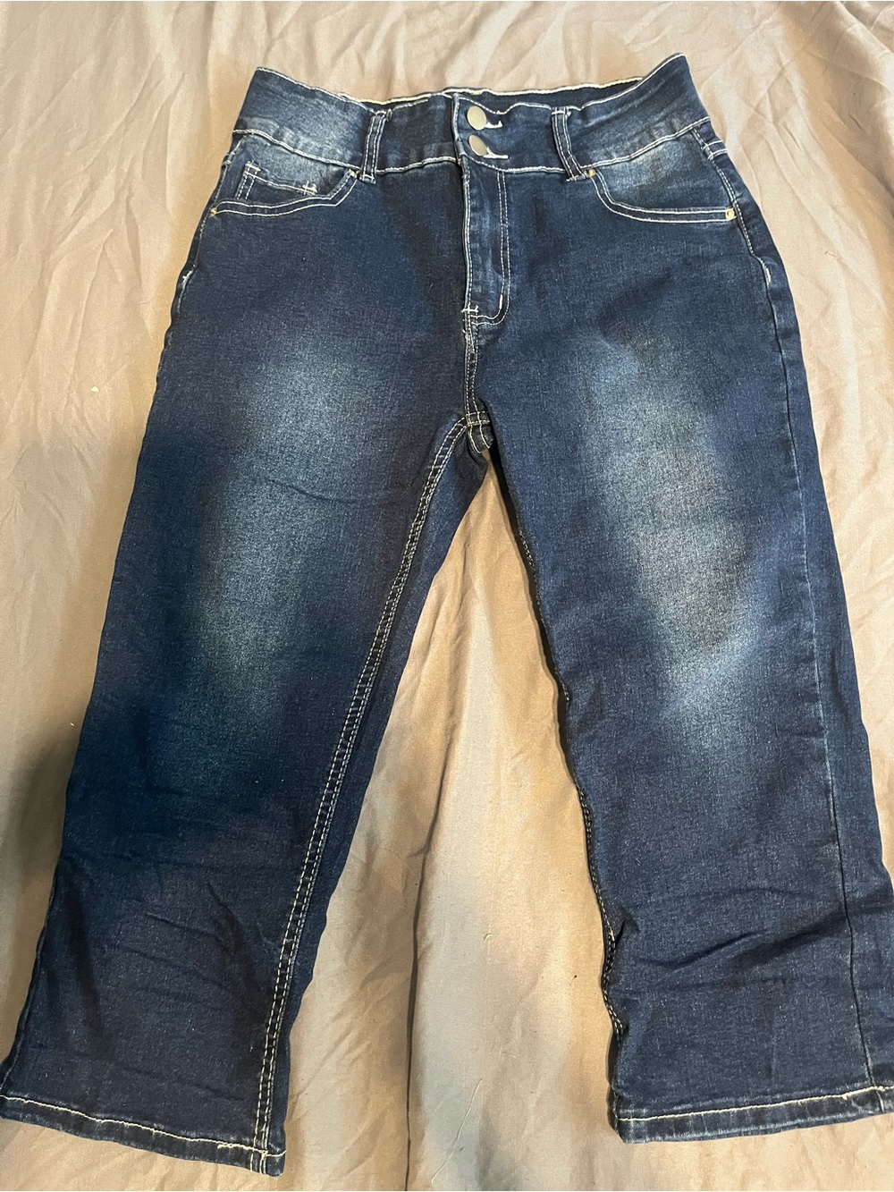 High-Rise Dark Blue Cropped Women’s Jeans
